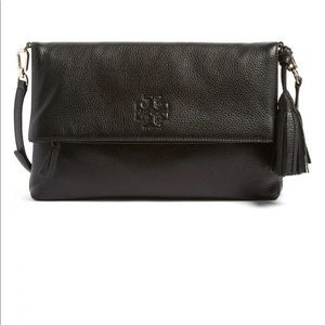 Tory Burch Black Tassle Fold-Over Crossbody